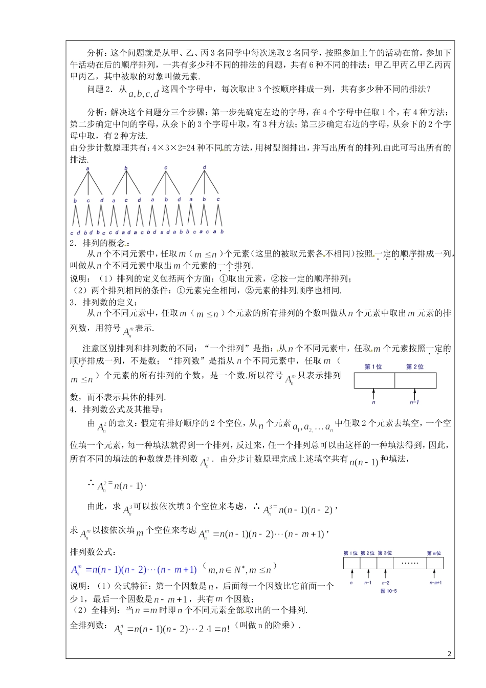 数学：1.2《排列》教案（苏教版选修2-3）_第2页