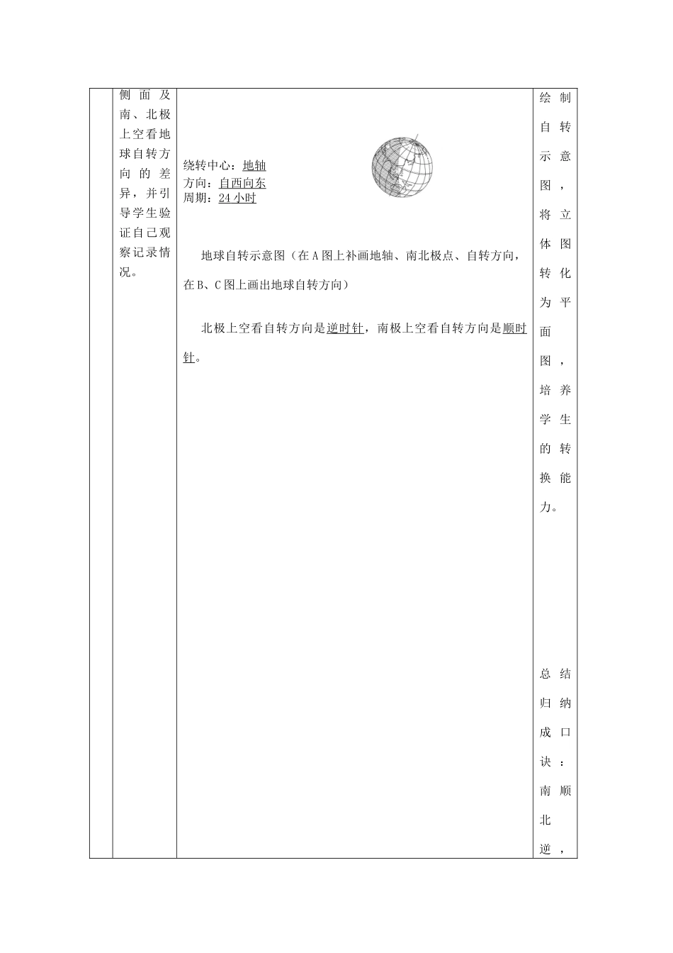 七年级地理上册 第1章 第3节 地球的自转（第1课时）教案 （新版）商务星球版-（新版）商务星球版初中七年级上册地理教案_第3页