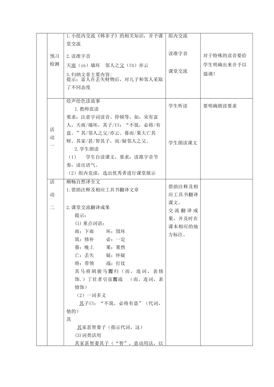六年级语文上册 第五单元 古代寓言两首《智子疑邻》教学设计 鲁教版五四制-鲁教版五四制小学六年级上册语文教案_第2页