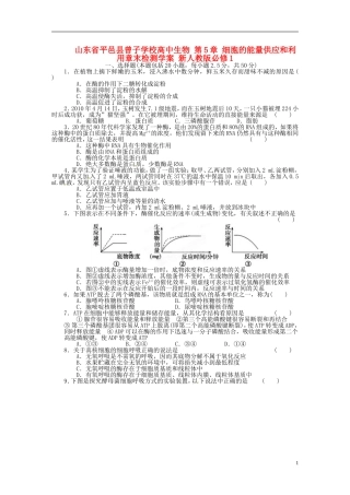 山东省平邑县曾子学校高中生物 第5章 细胞的能量供应和利用章末检测学案 新人教版必修1 