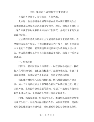 2024年副市长在财税暨民生会讲话 