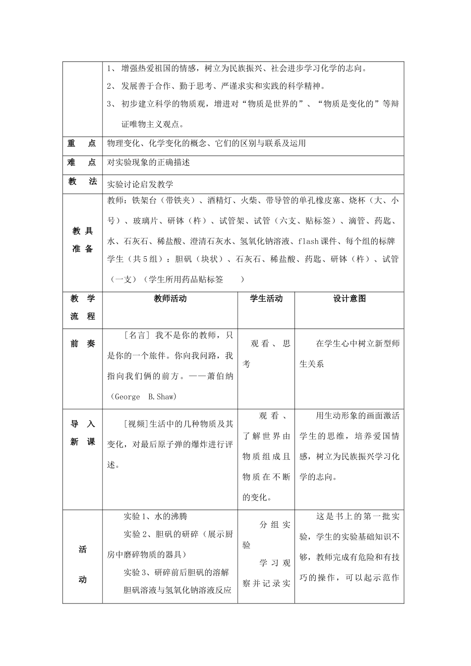 九年级化学《走进化学世界》[说课]教案_第3页