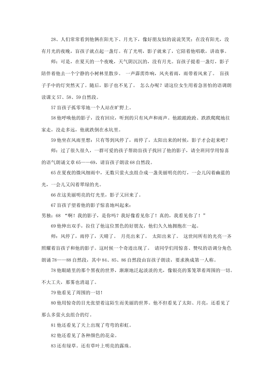 金识源秋六年级语文上册 第五单元 28《盲孩子和他的影子》教案 鲁教版五四制-鲁教版五四制小学六年级上册语文教案_第3页