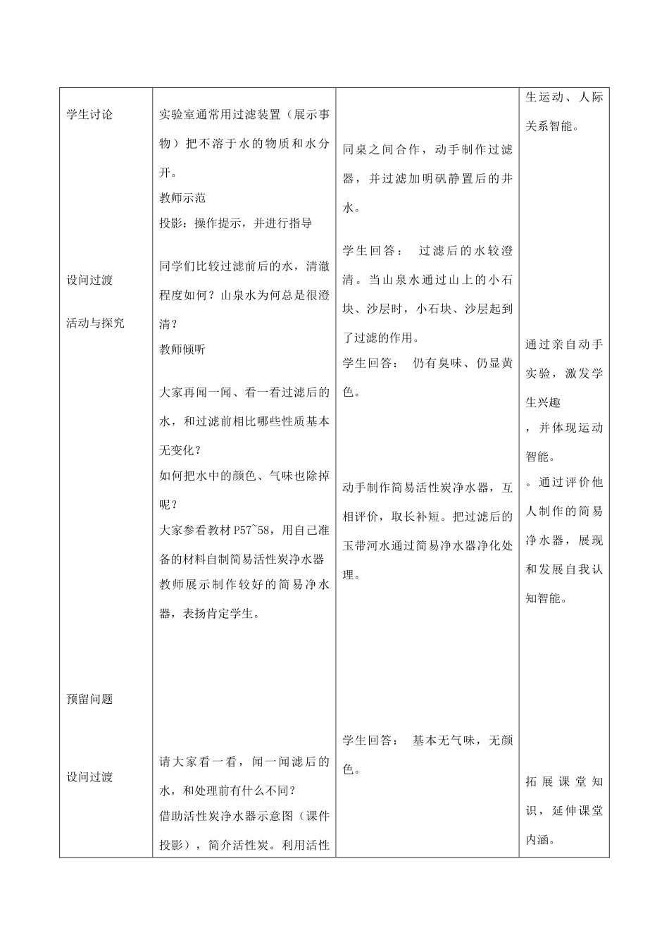 九年级化学上册 课题3水的净化教学设计1 新人教版_第3页