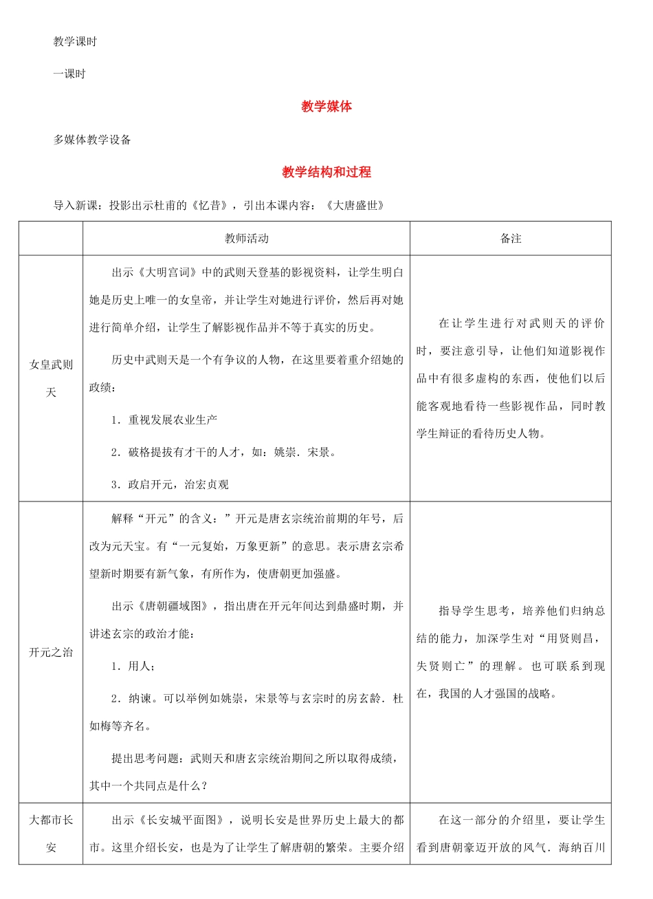 七年级历史下册：第3课大唐盛世教案（冀教版）_第2页