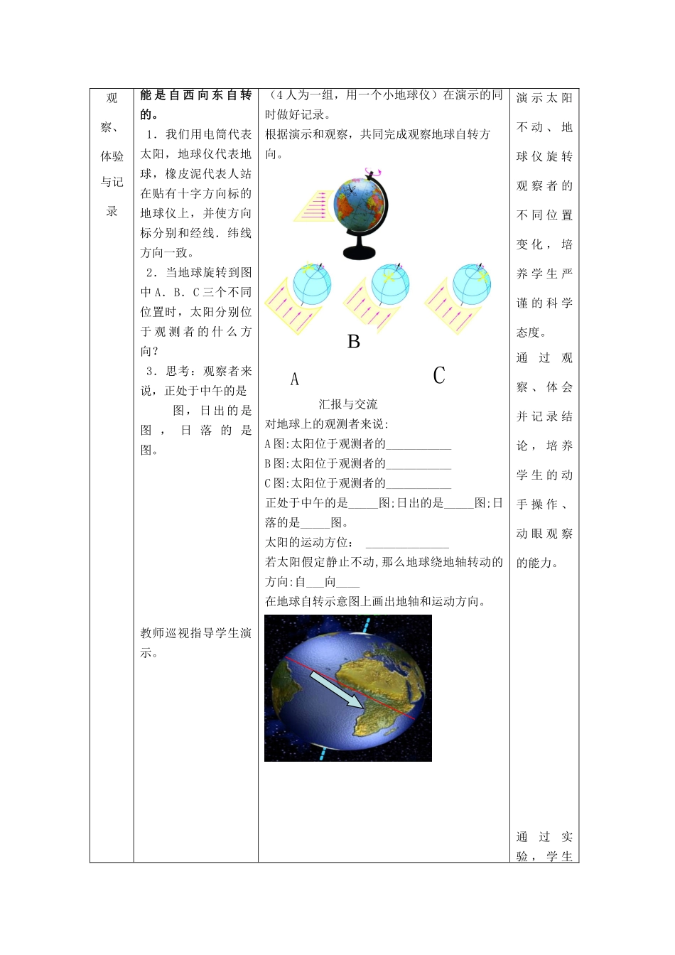 七年级地理上册 第1章 第3节地球的自转（第1课时）教案 （新版）商务星球版-（新版）商务星球版初中七年级上册地理教案_第2页