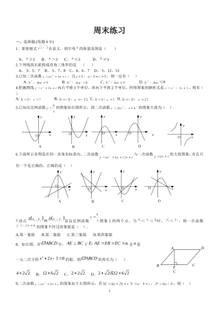 九年级第一周周末练习