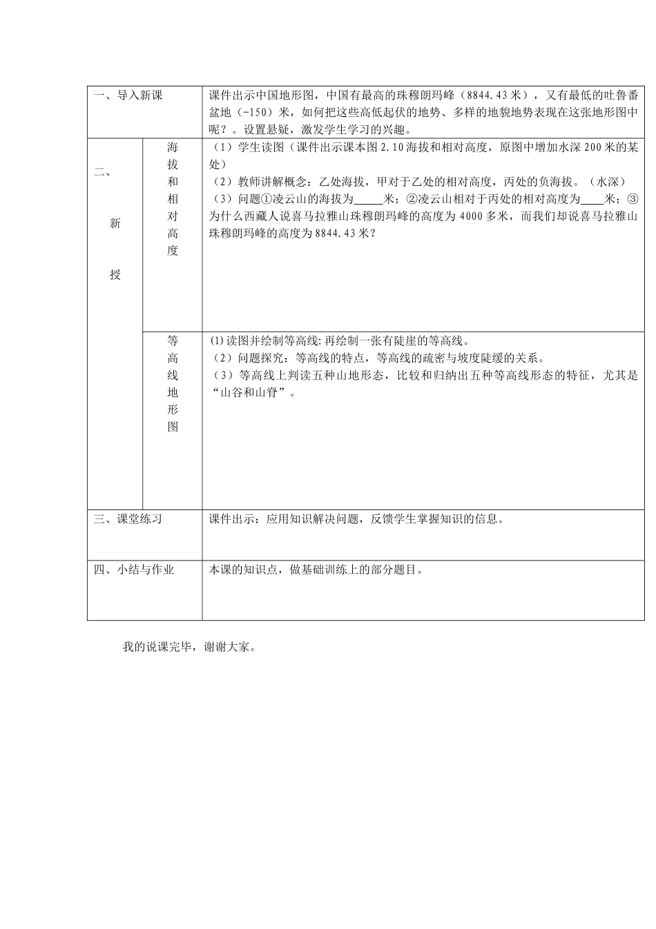 七年级地理上册 地形图的判读说课稿 商务星球版_第2页