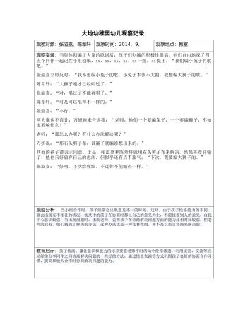 幼儿观察记录(艺术2)