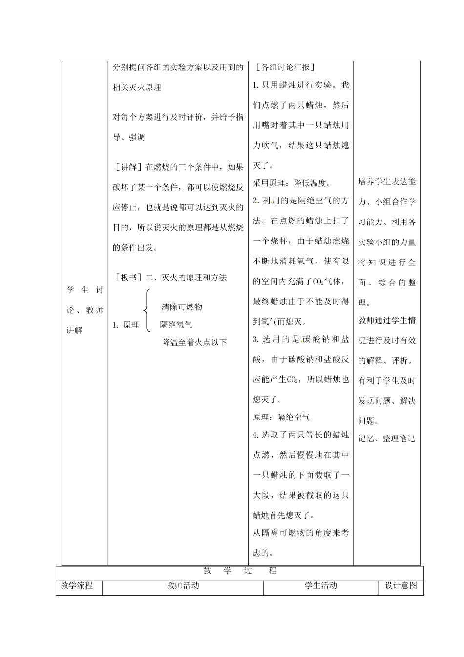 九年级化学 专题6单元2燃烧与灭火（2） 教案 湘教版_第3页