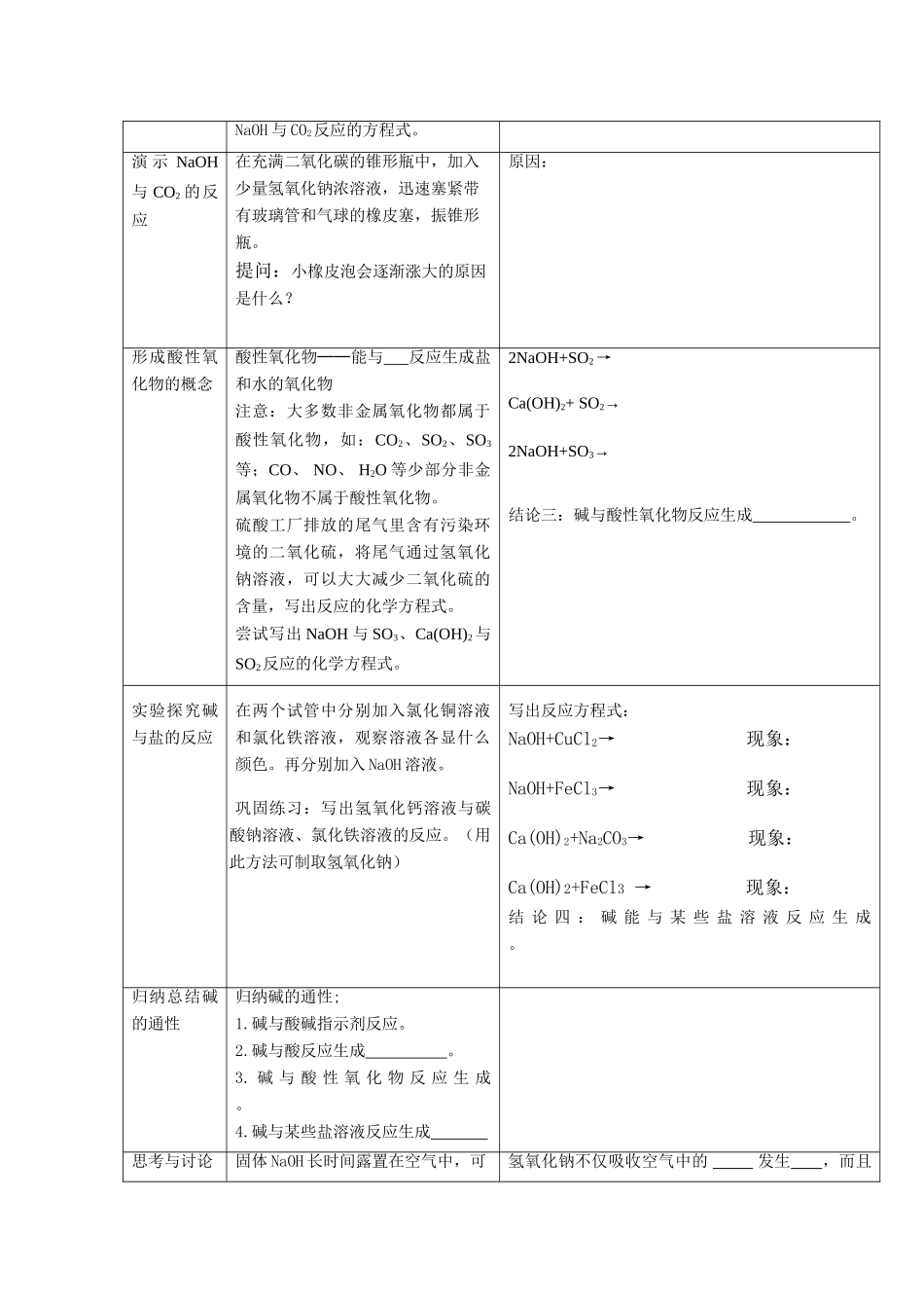 九年级化学《碱的性质》目标导向教学沪教版_第3页