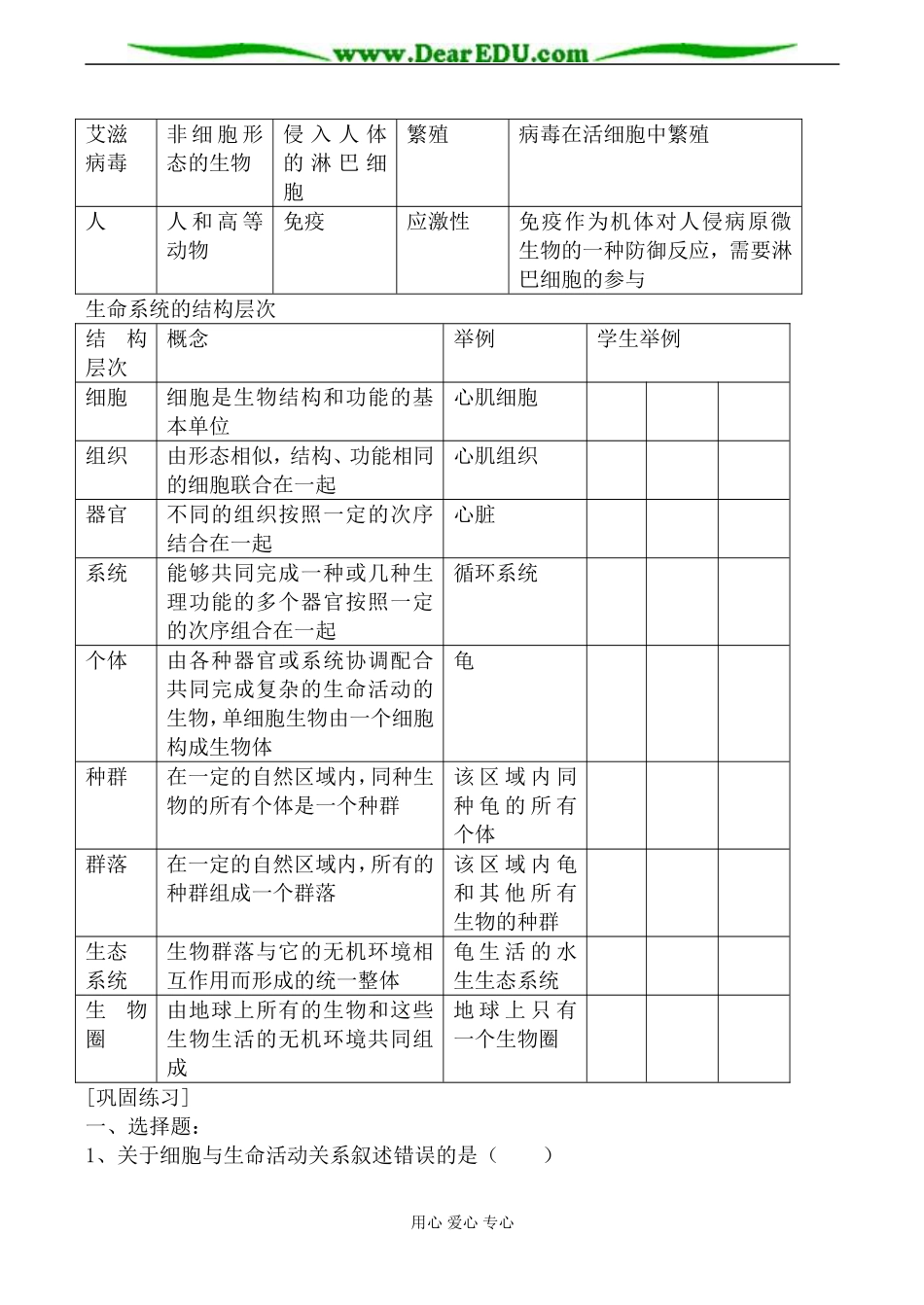 新人教版必修1高中生物从生物圈到细胞 学案_第2页