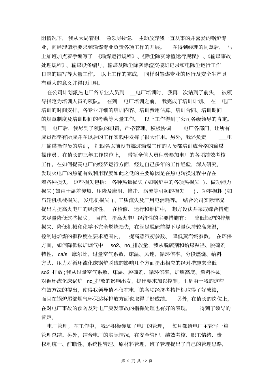 发电厂年工作总结分享_第2页