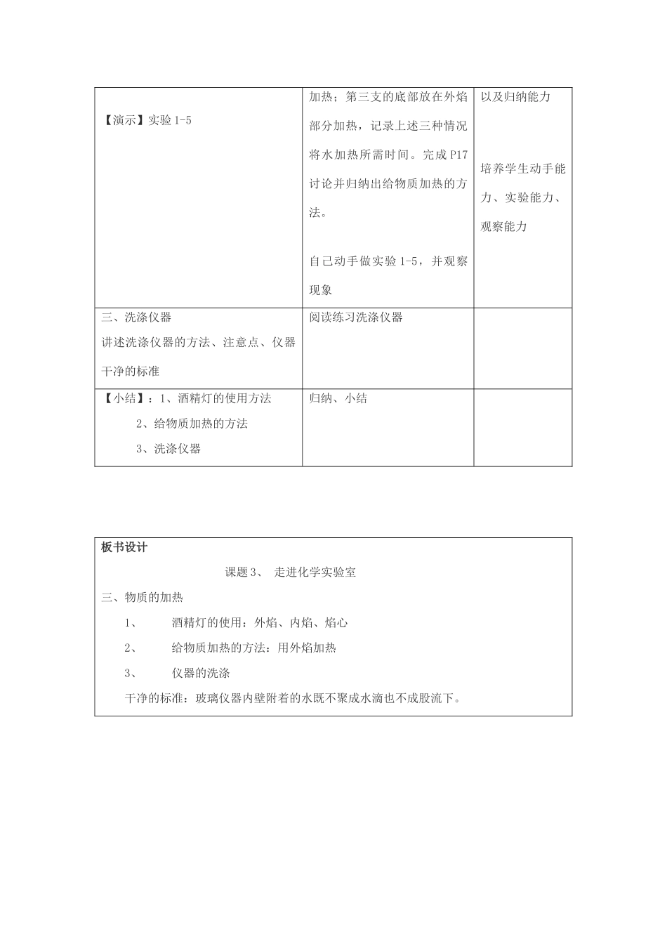九年级化学 第一单元课题3 走进化学实验室教案（第二课时） 人教版_第2页