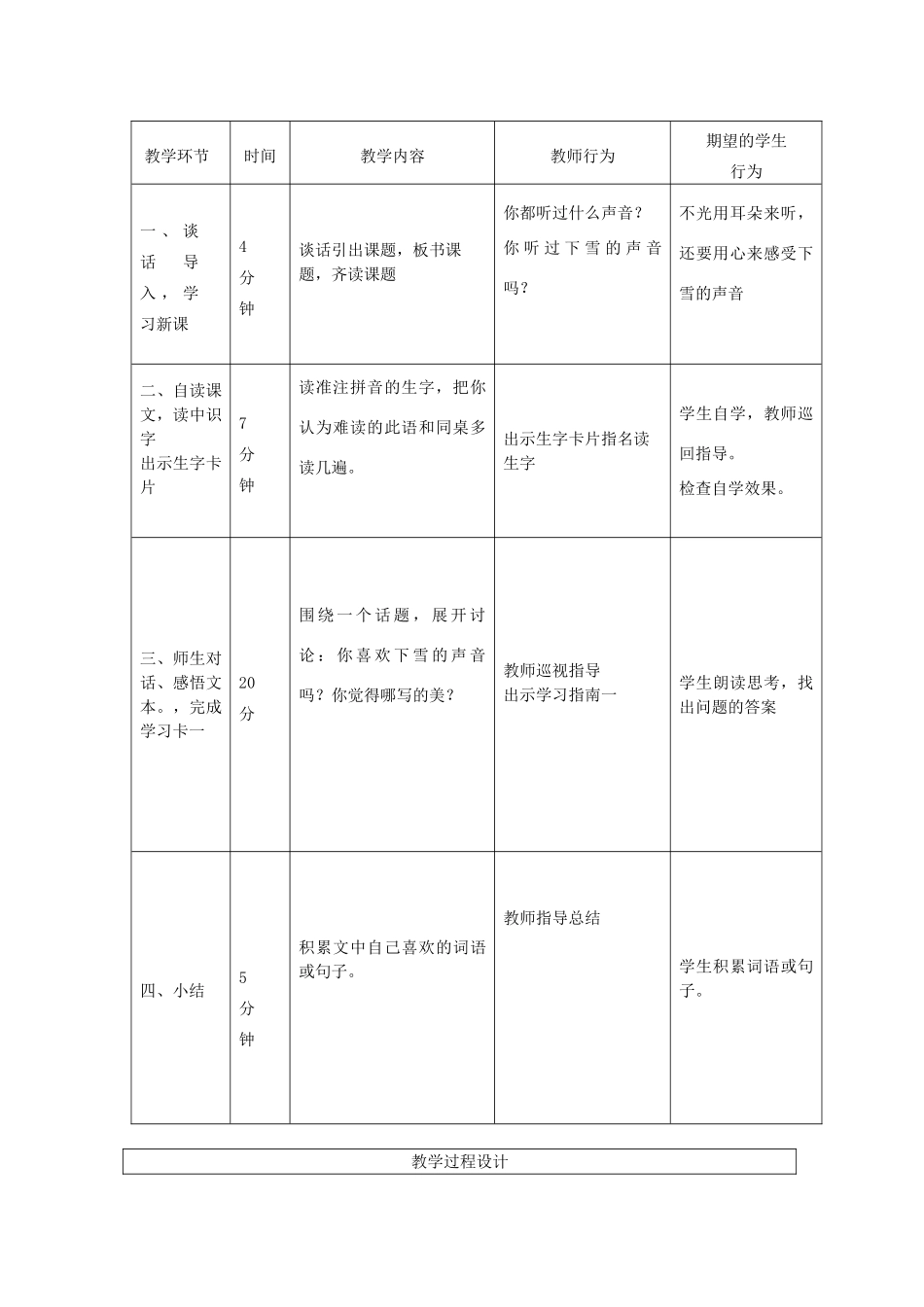 秋四年级语文上册《下雪的声音》教案 冀教版-冀教版小学四年级上册语文教案_第2页