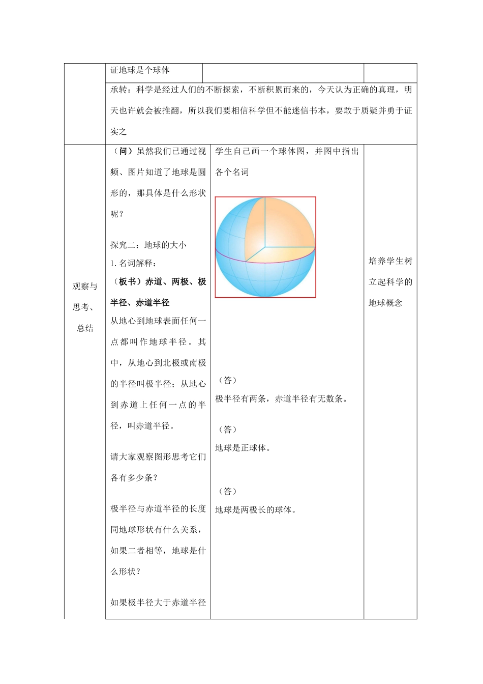七年级地理上册 第1章 第1节 地球的形状与大小教案 （新版）商务星球版-（新版）商务星球版初中七年级上册地理教案_第3页
