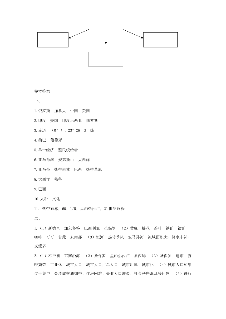 七年级地理下册 第八章 认识国家 第六节 巴西课时训练 （新版）湘教版_第3页