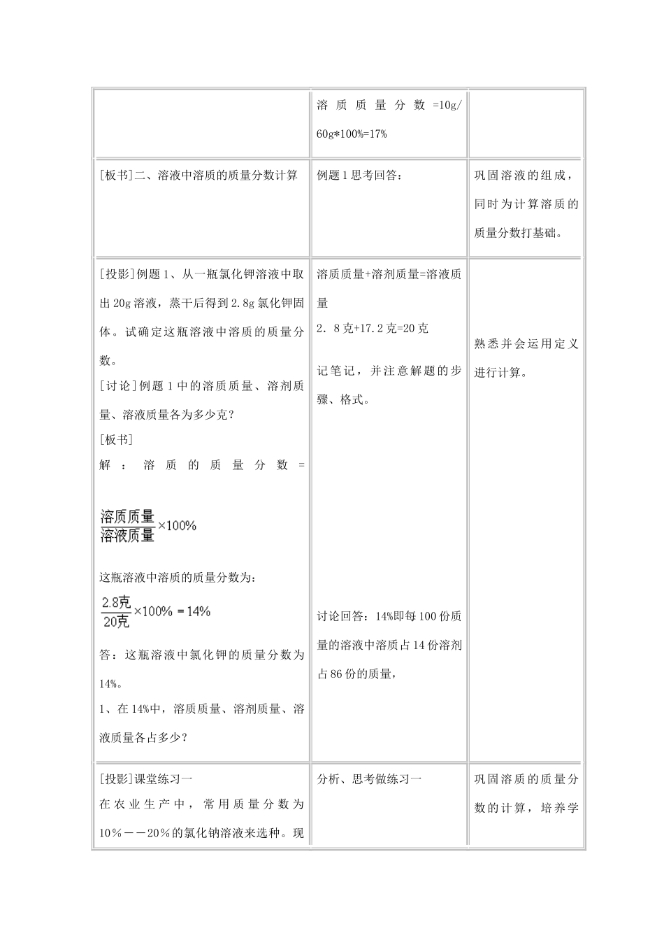 九年级化学上册 第三单元 溶液 第二节 溶液组成的定量表示名师教案1 鲁教版_第3页