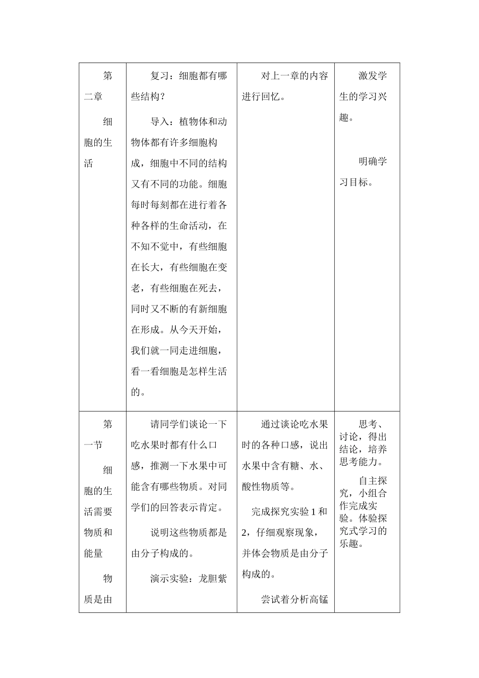 七年级生物2.2.1细胞的生活需要物质和能量4教案人教版_第2页