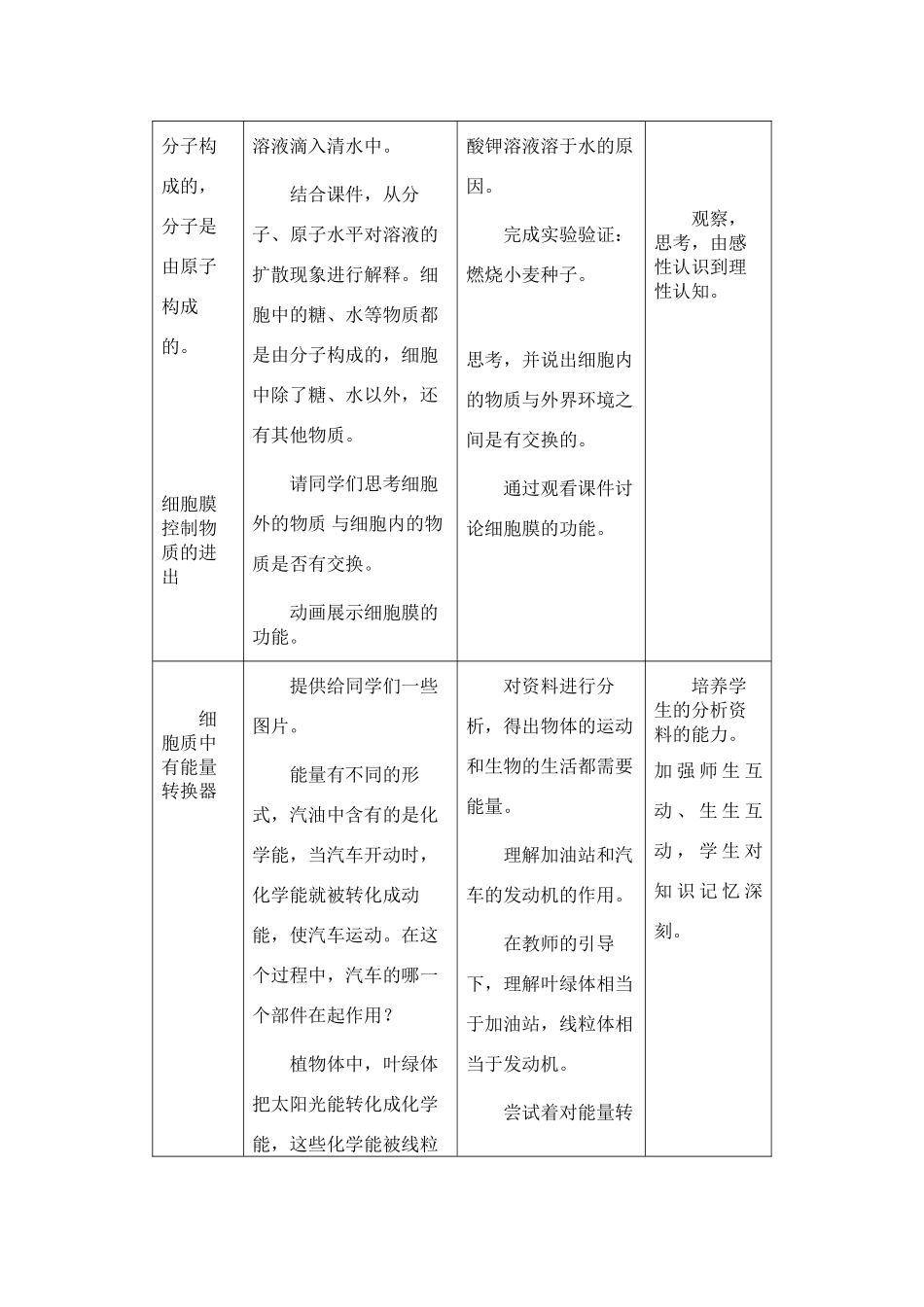 七年级生物2.2.1细胞的生活需要物质和能量4教案人教版_第3页