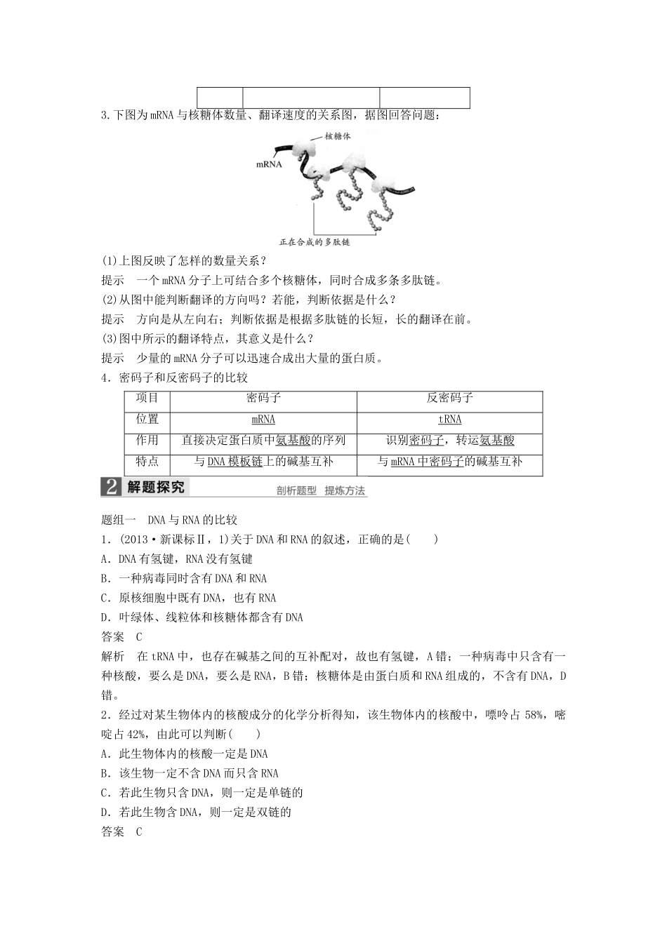 新高考生物一轮复习 第五单元 遗传分子的基础 第18讲 遗传信息的表达学案（含解析）北师大版-北师大版高三全册生物学案_第3页