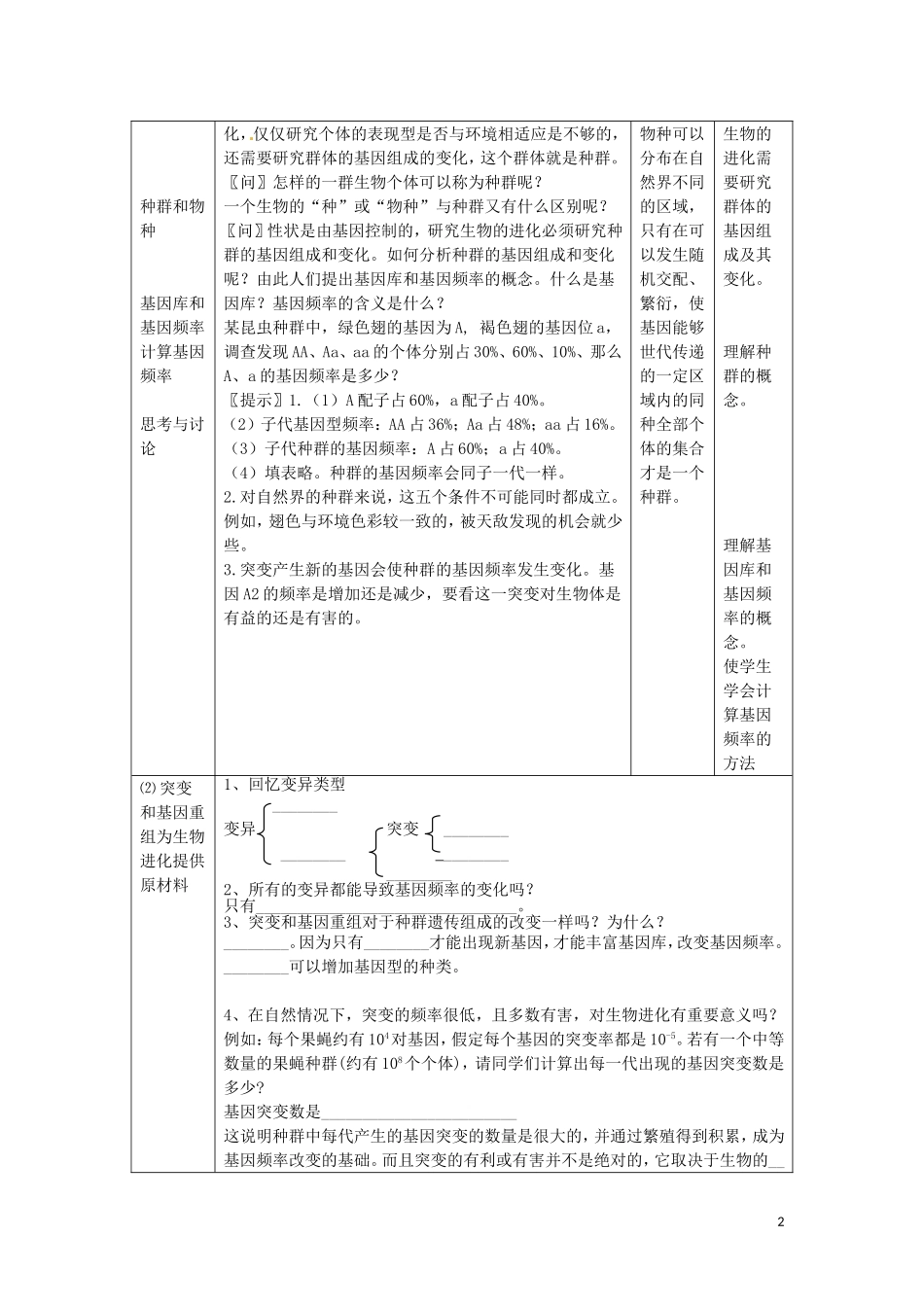 山东省北镇中学高中生物《现代生物进化理论》学案 新人教版必修2_第2页