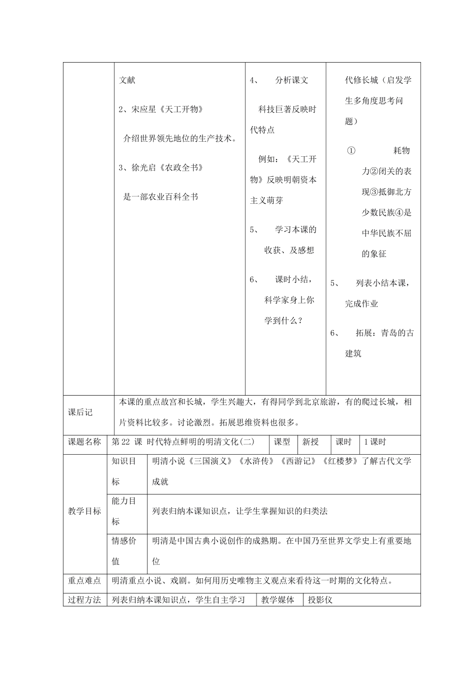 七年级历史下册 第三单元第21课时代特点鲜明的明清文化（一）教案1 人教新课标版_第2页