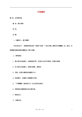 五年级语文下册 中国魔稻1教案 科教版