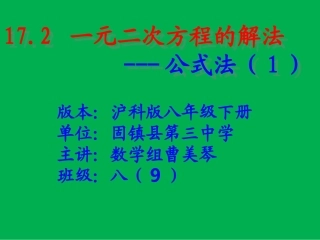 17.2一元二次方程的解法---公式法