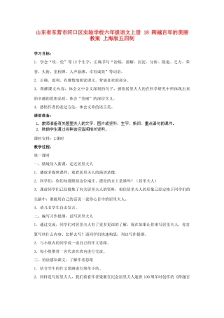 山东省东营市河口区实验学校六年级语文上册 18 跨越百年的美丽教案 上海版五四制