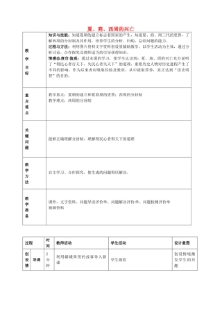 七年级历史上册 第4课 夏、商、西周的兴亡教学设计 新人教版-新人教版初中七年级上册历史教案