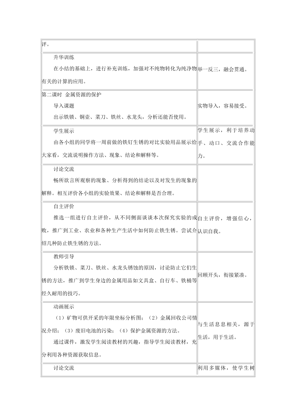 山东省郯城实验中学2012-2013学年九年级化学下册 第八单元《课题3 金属资源的利用和保护》教案 （新版）新人教版_第3页