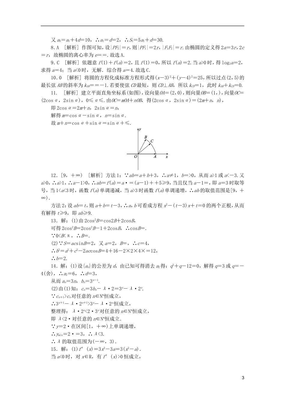(浙江专用)2013高考数学二轮复习-专题限时集训(十九)函数与方程思想和数形结合思想配套作业-文(解析版)_第3页