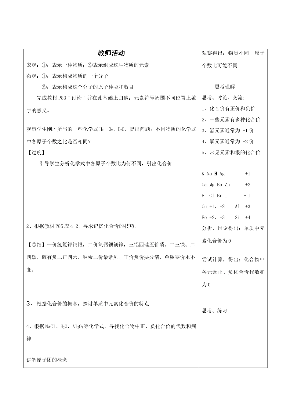 九年级化学上册 4.4 化学式与化合价导学案（无答案）（新版）新人教版_第2页
