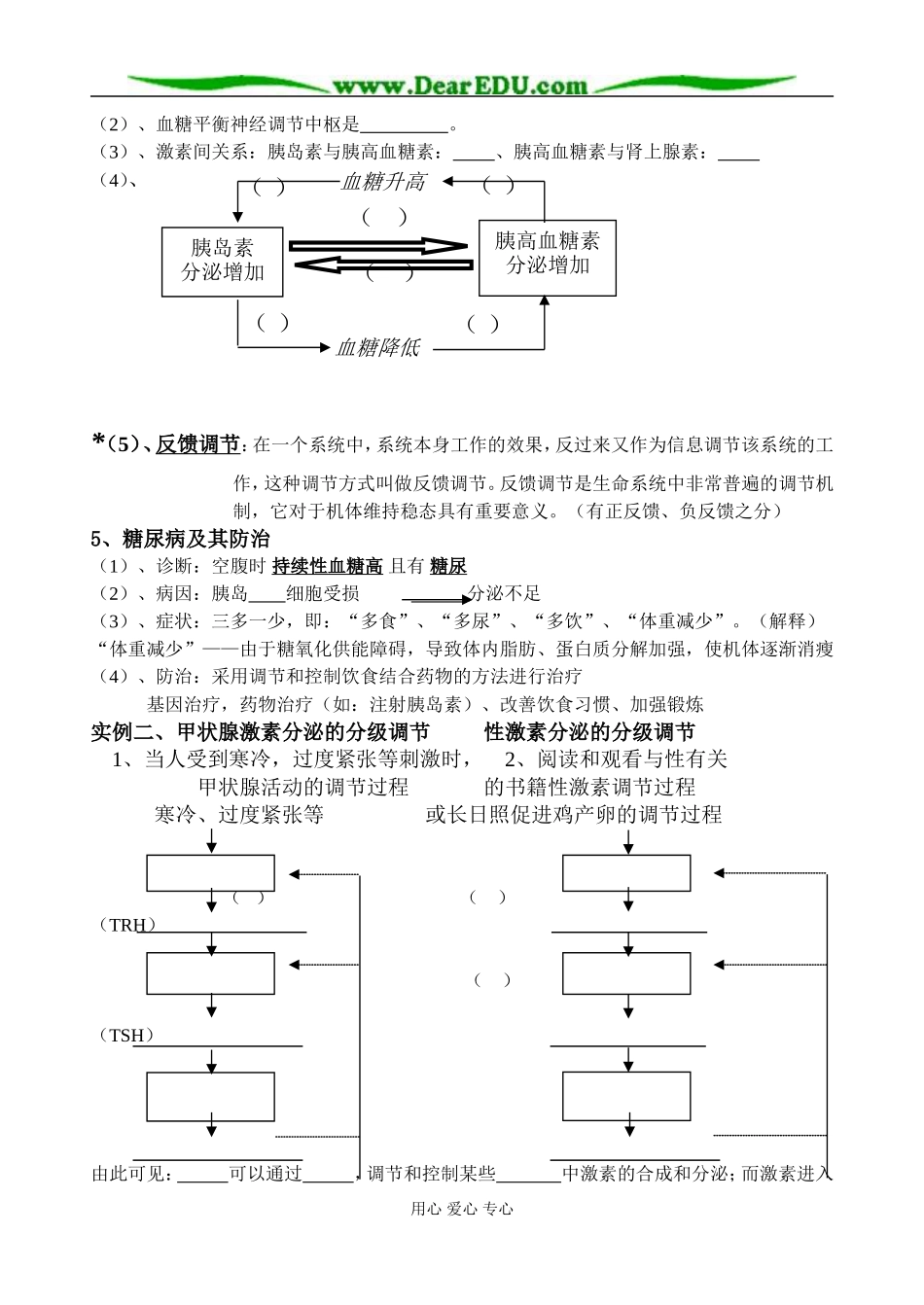 人教版必修3高中生物通过激素的调节教学案_第3页