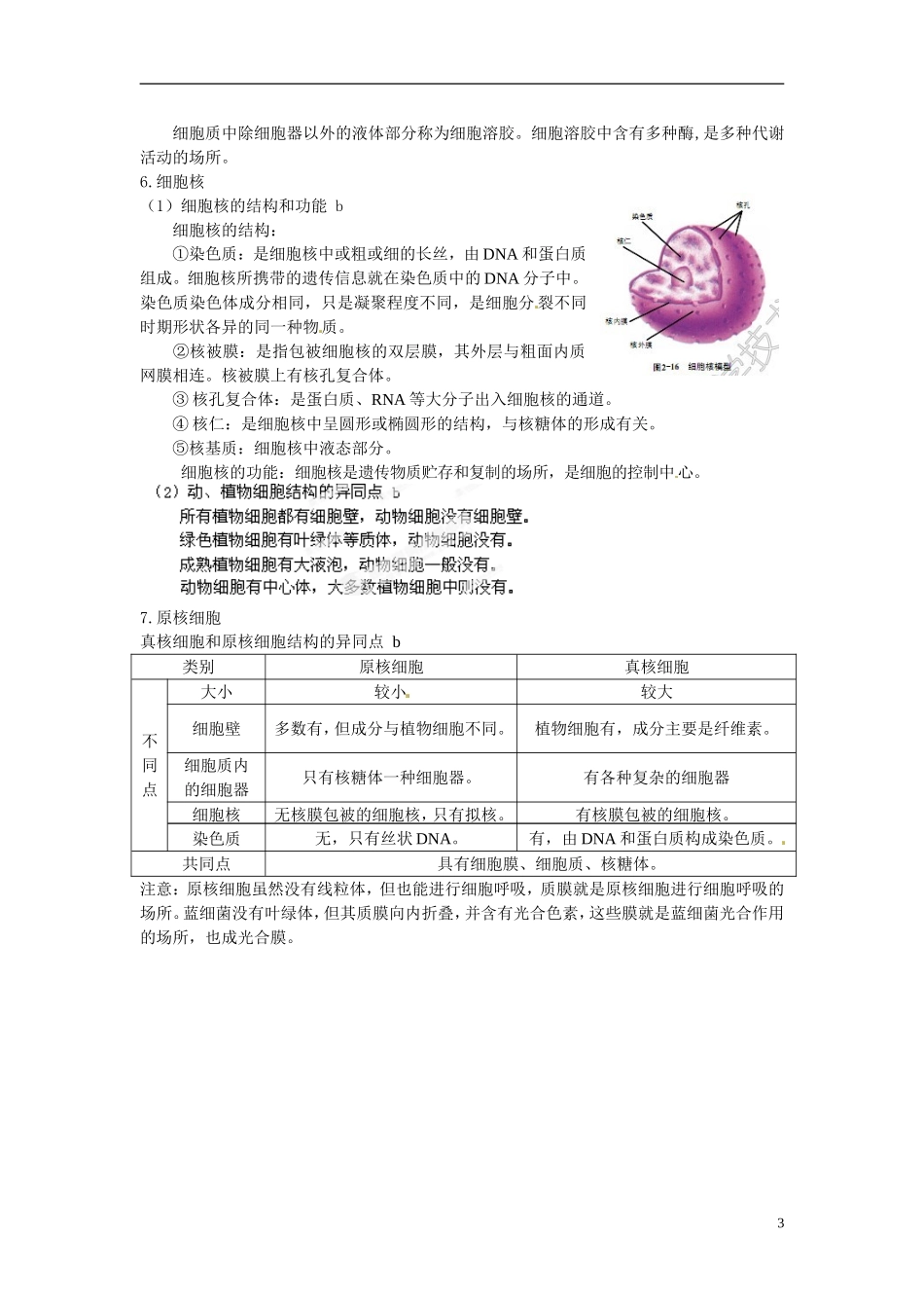 浙江省瓯海区三溪中学高中生物 第二章《细胞的结构》导学案 浙科版必修1_第3页
