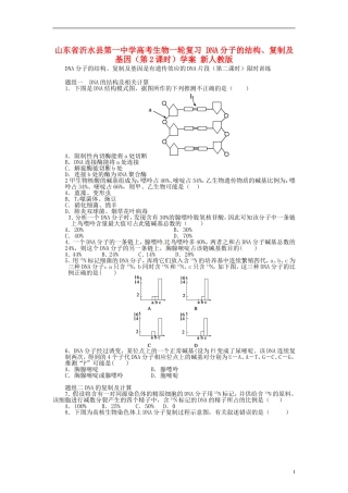 山东省沂水县第一中学高考生物一轮复习 DNA分子的结构、复制及基因（第2课时）学案 新人教版