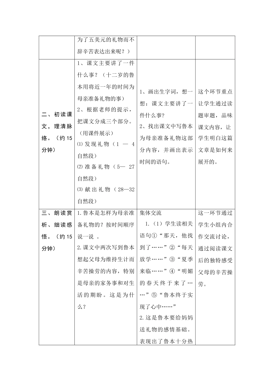六年级语文上册 15.为了五美元的礼物（1）教案 语文S版-语文S版小学六年级上册语文教案_第3页