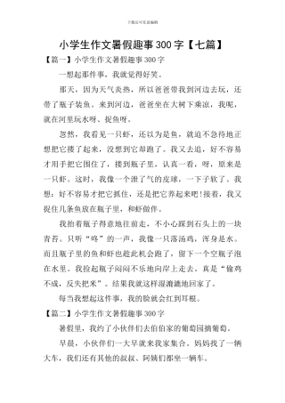 小学生作文暑假趣事300字