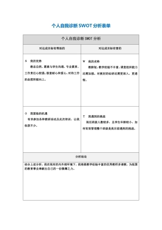 曾建玲：个人自我诊断SWOT分析表