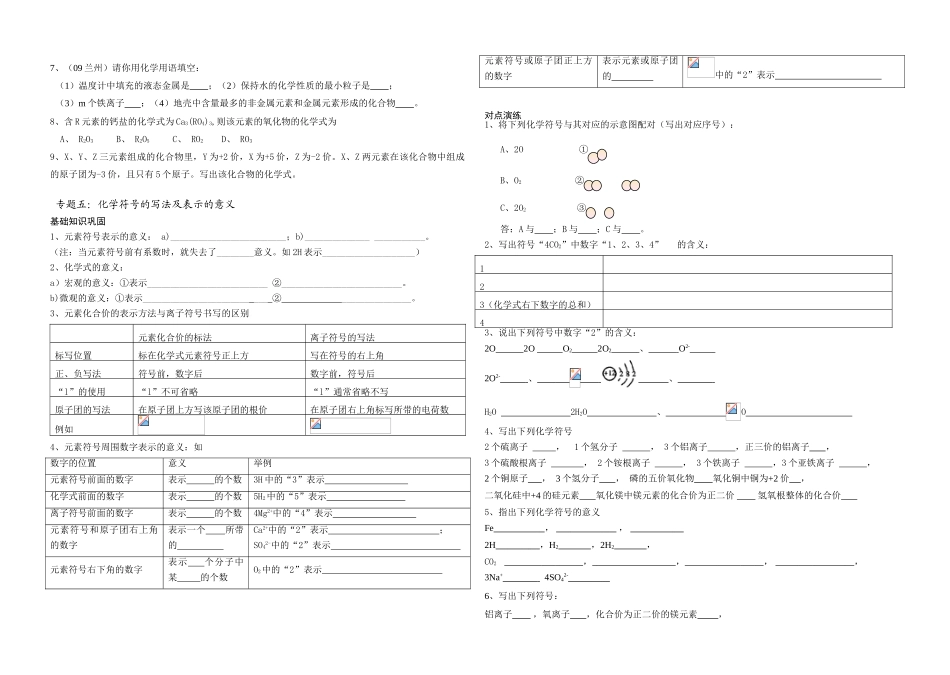 九年级化学上册 用语专题讲练 人教新课标版_第3页