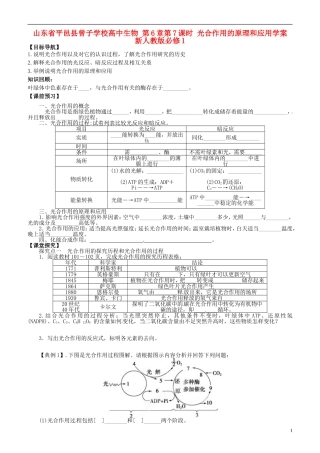 山东省平邑县曾子学校高中生物 第6章第7课时 光合作用的原理和应用学案 新人教版必修1 