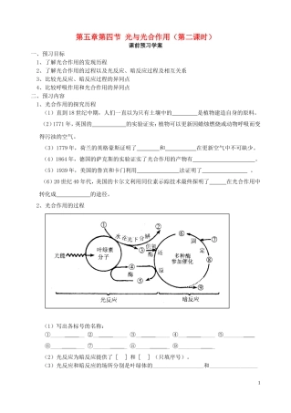 秋高一生物 第五章 第4节 光与光合作用（第2课时）学案-人教版高一全册生物学案