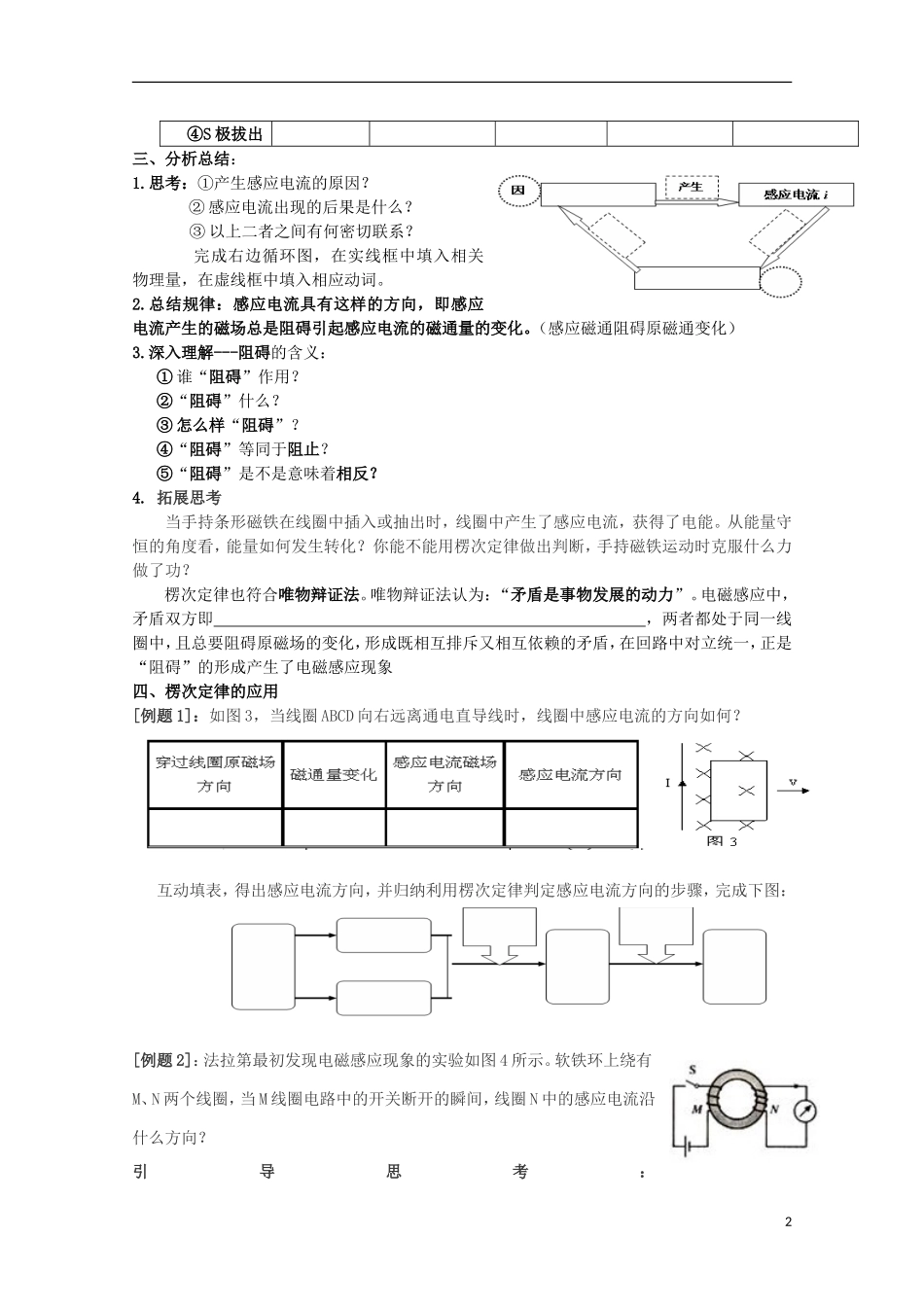 山东省威海二中高中物理 楞次定律导学案 教科版选修3-2_第2页