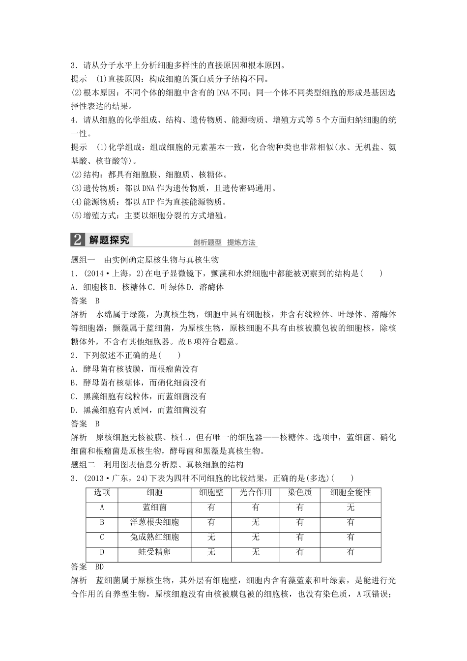 新高考生物一轮复习 第一单元 认识细胞与细胞的化学组成 第1讲 多种多样的细胞、人类探索细胞的历史学案（含解析）北师大版-北师大版高三全册生物学案_第3页