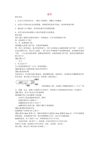 中考化学 分子复习教案-人教版初中九年级全册化学教案