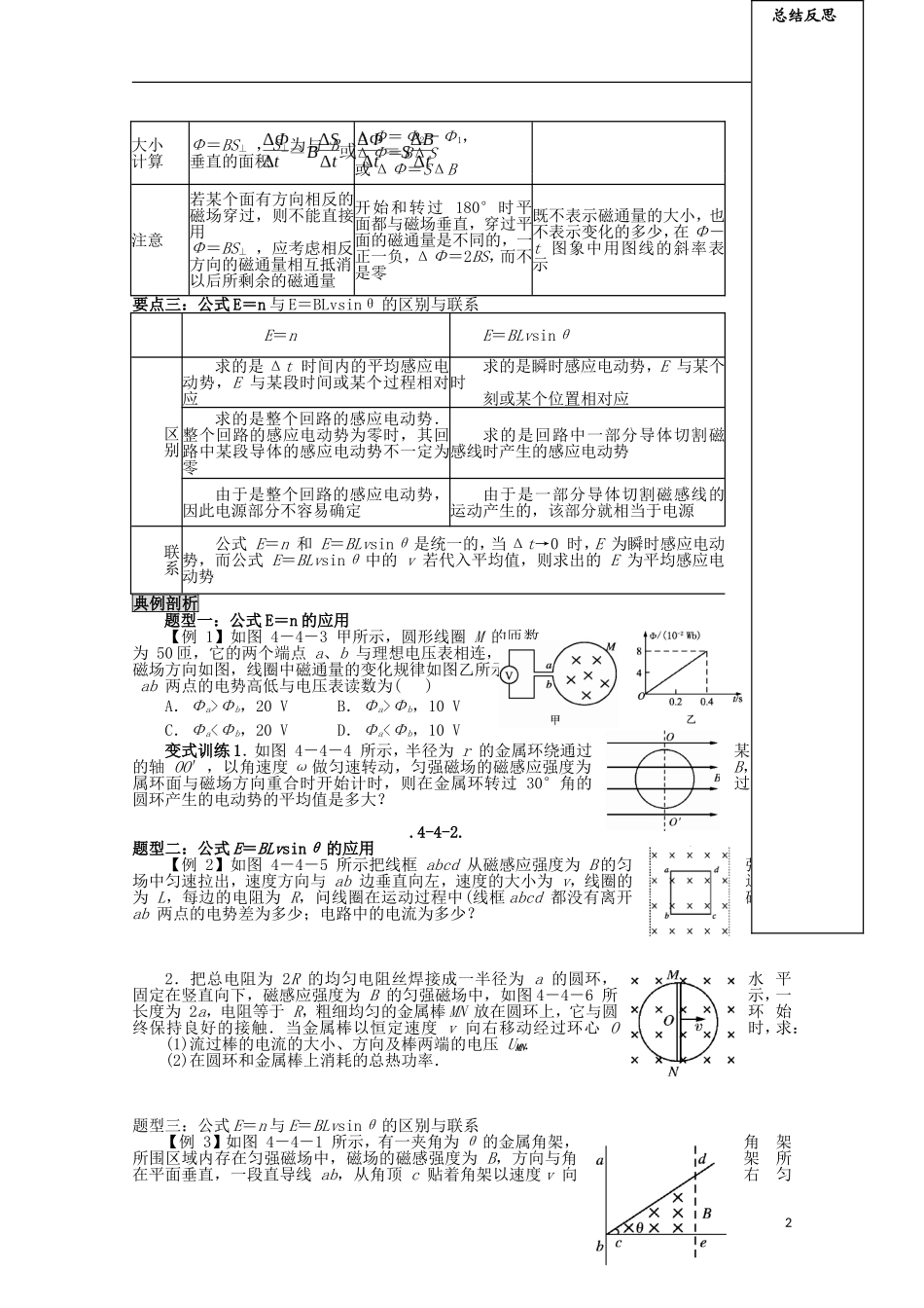 山东省新泰市汶城中学高中物理《法拉第电磁感应定律》学案 新人教版选修3-2_第2页