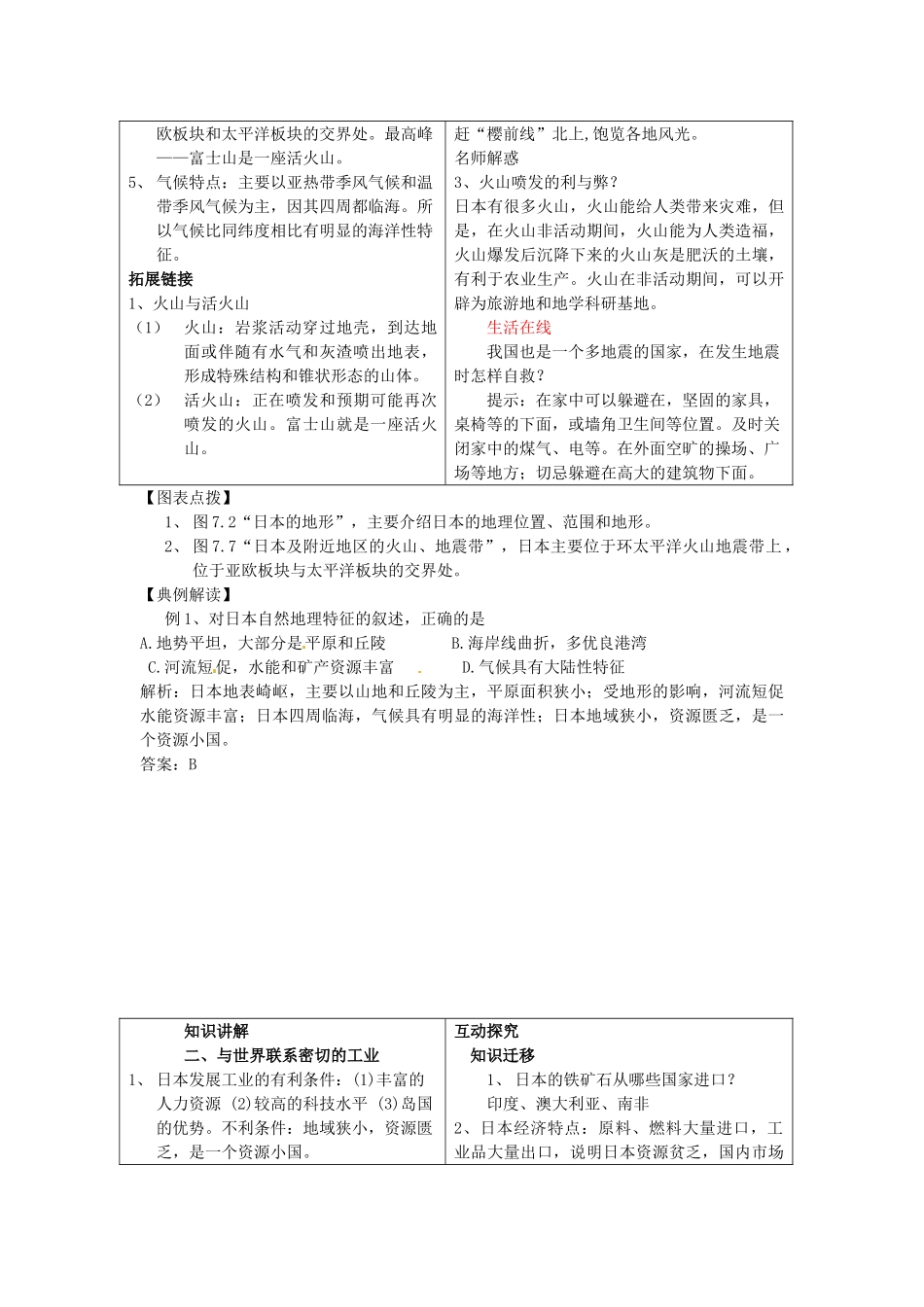 七年级地理下册 第一节 日本教学案 新人教版_第2页