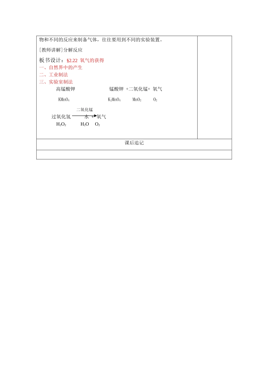 九年级化学 2.22氧气的获得教案 沪教版_第3页