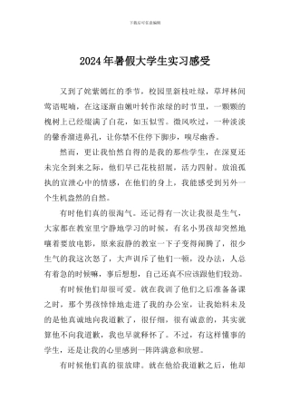 2024年暑假大学生实习感受